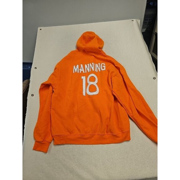 Fruit Of The Loom Hoodie Denver Broncos Manning 18 Oarnge NFL Football SZ L - Picture 6 of 6